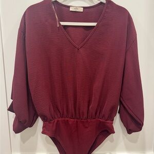 Entry Maroon V-Neck Bodysuit